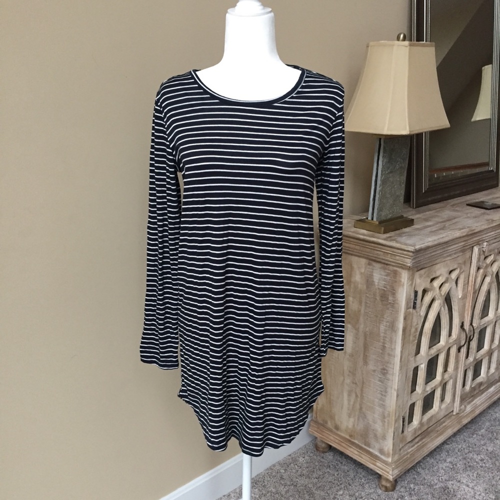 Navy Blue Striped T-Shirt Dress